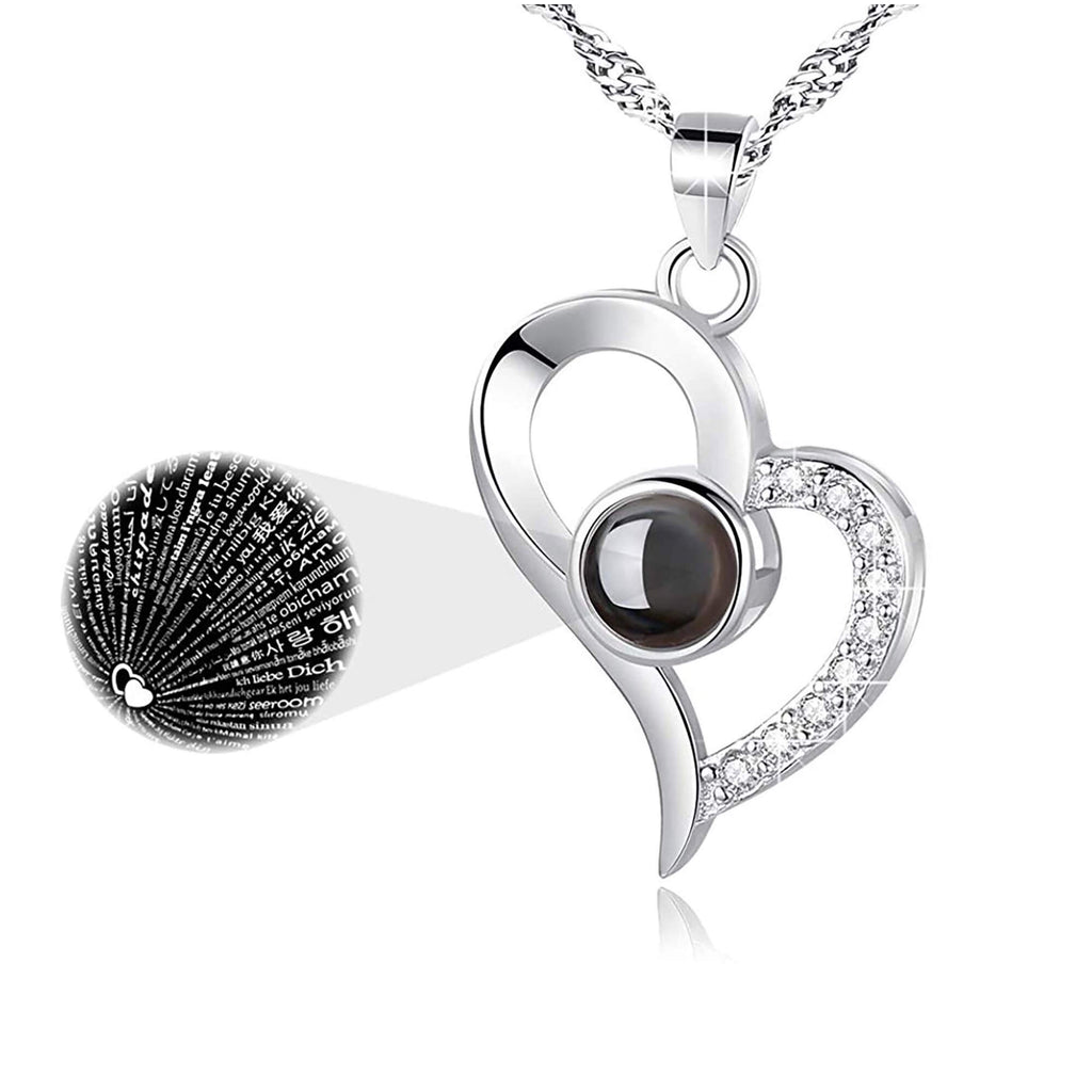 Collier Pendentif Je t'aime en 100 langues قلادة مكتوب في حجرها كلمة أحبك ب100 لغة