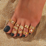Ensemble de 10 anneaux de pied (taille ajustable) مجموعة من 10 حلقات قدم قابلة للتعديل