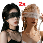Lot de 2 masques en satin et dentelle (noir et blanc)