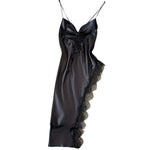Robe croisé dos-nu en satin فستان ساتان