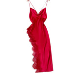 Robe croisé dos-nu en satin فستان ساتان