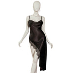 Robe croisé dos-nu en satin فستان ساتان