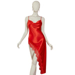 Robe croisé dos-nu en satin فستان ساتان