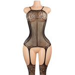 Lingerie Nuisette chemise de nuit en Résille Bodystocking قميص نوم شبكي ملابس