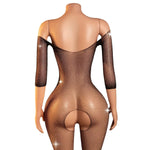 Lingerie en résille brillante Nuisette chemise de nuit Bodystocking قميص نوم شبكي لامع