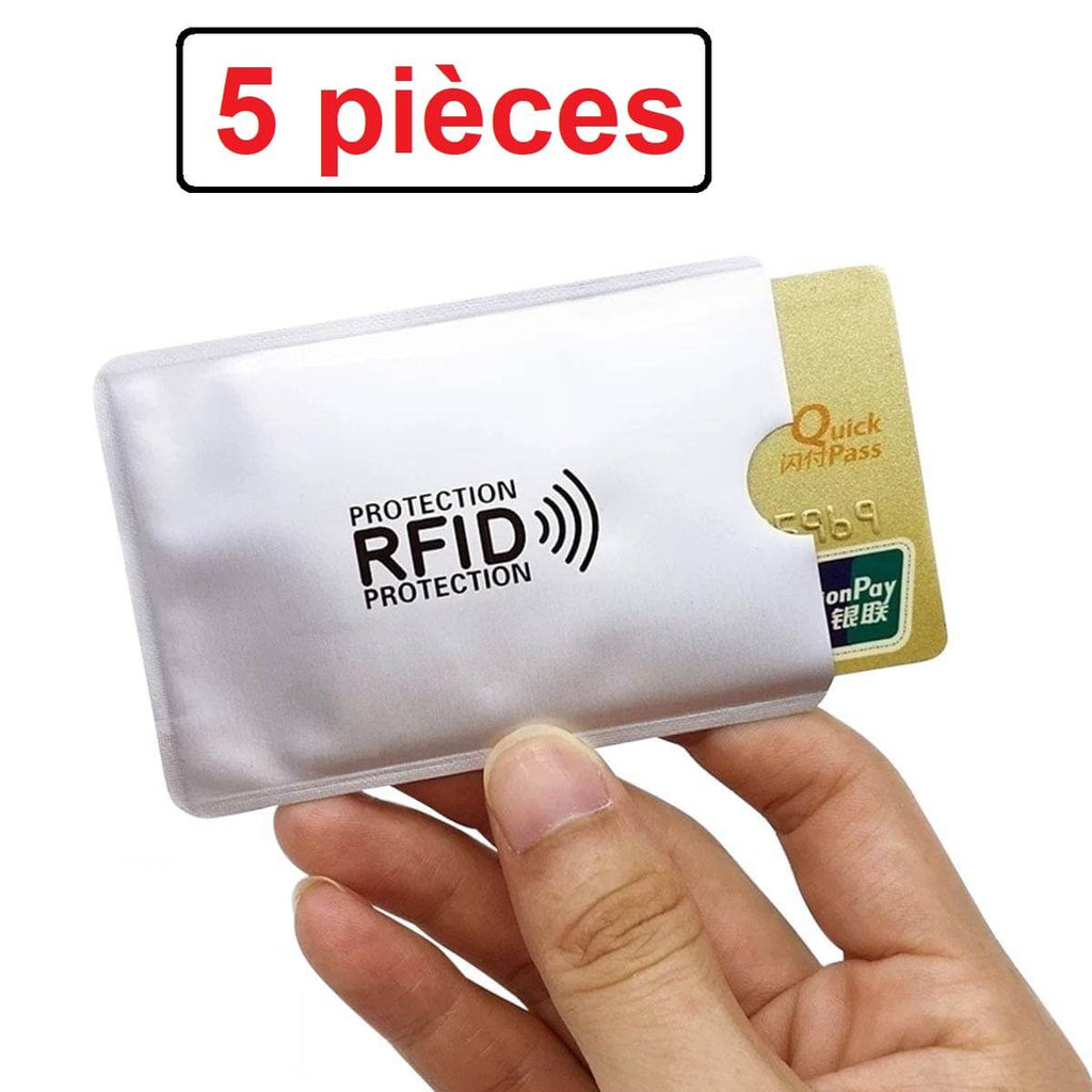 5 pochettes Rfid Electronique Protection Carte Bancaire Anti Piratage  بوشيطات ضد القرصنة والمسح الضوئي